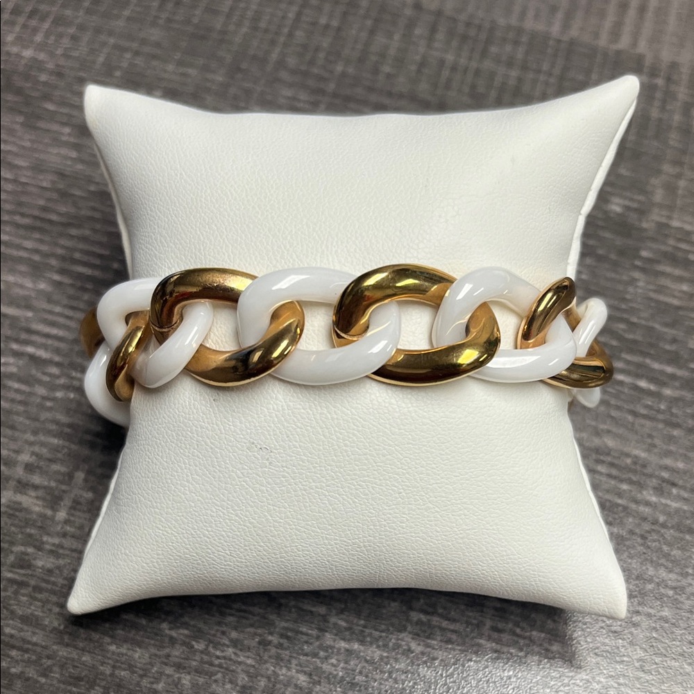 Gold and White Chain Bracelet